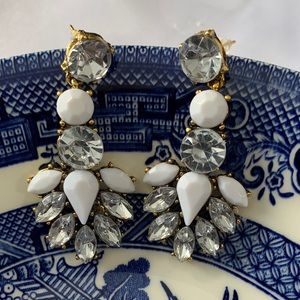 Crystal And White Earrings
